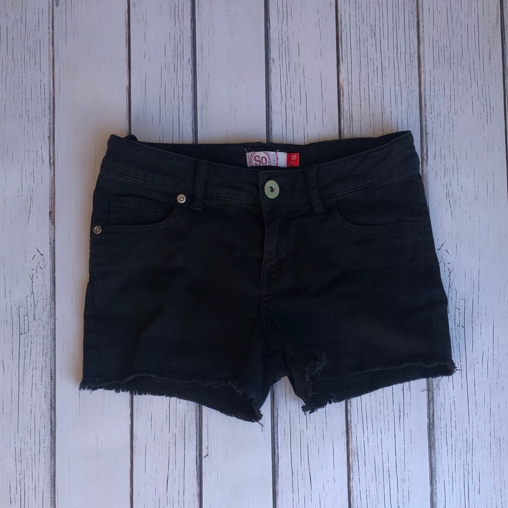 Kids Black Jean shorts in size 12.